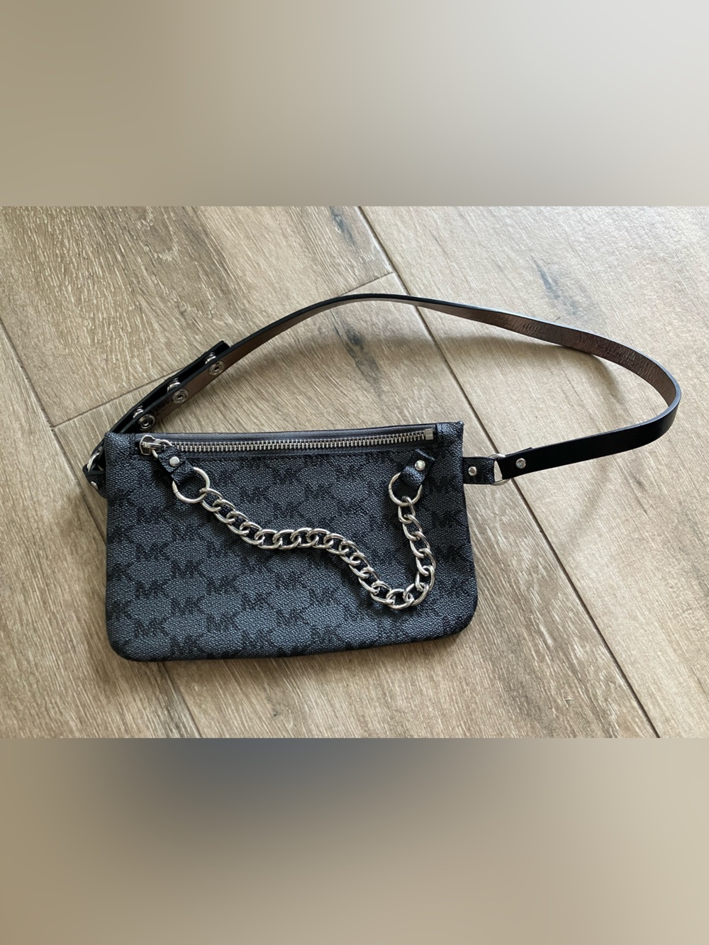 Black Michael Kors belt pouch with Chain Accent